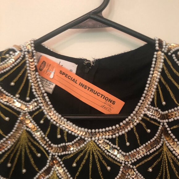VINTAGE Laurence Kazar silk/beaded formal top sz S - Picture 7 of 13